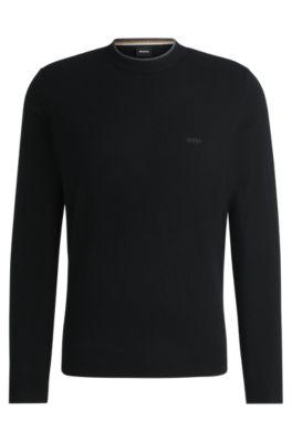 Hugo Boss Cotton-jersey Regular-fit Sweatshirt With Embroidered Logo In Black