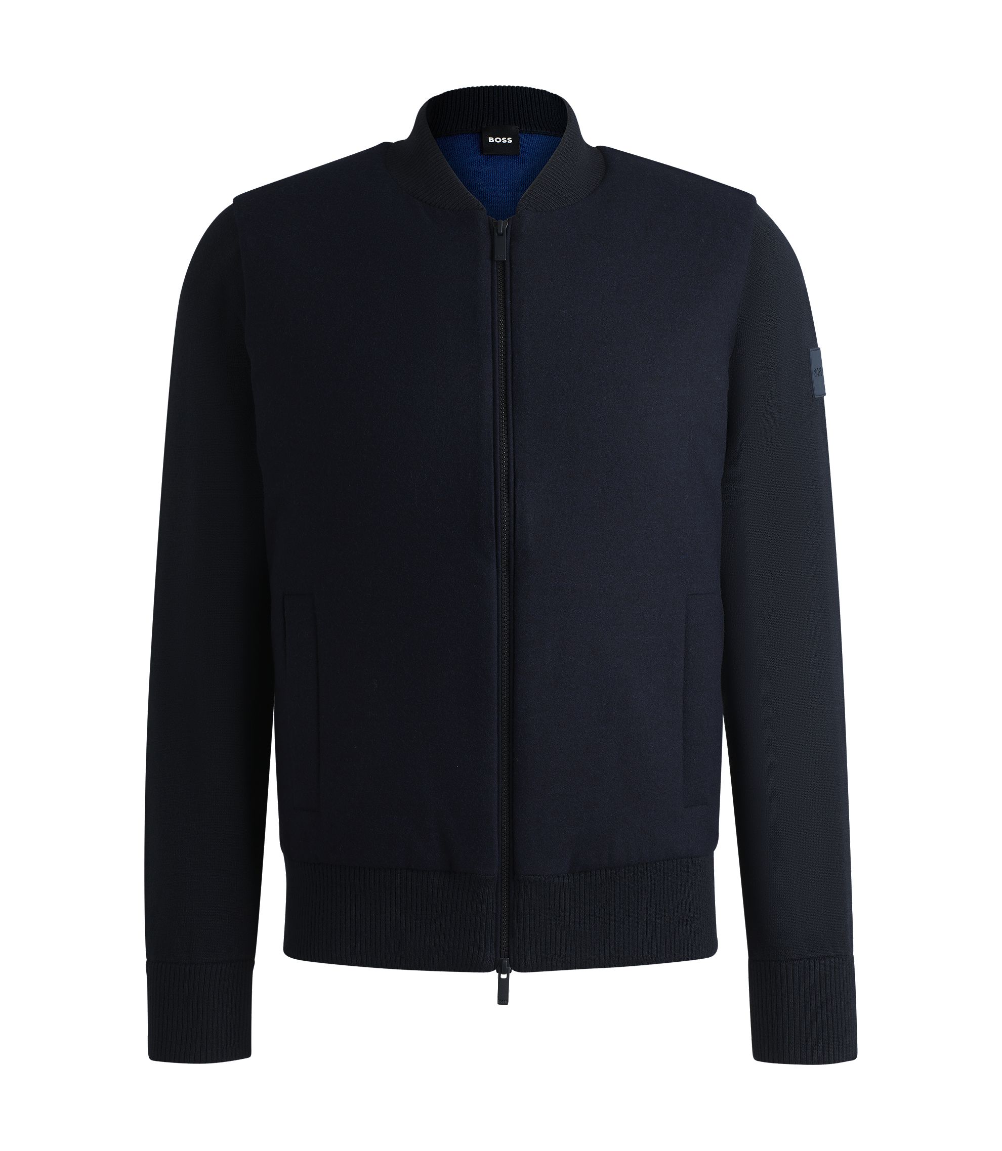 BOSS - Regular-fit zip-up jacket with padded front panel BOSS - Regular-fit zip-up jacket with padded front panel