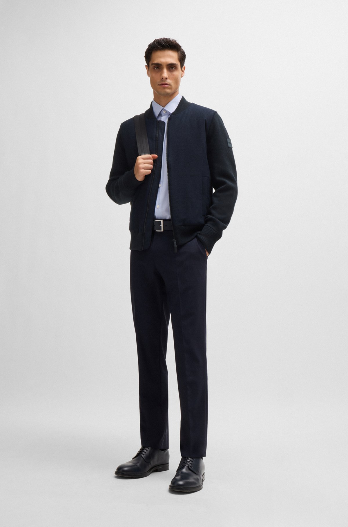 BOSS - Regular-fit zip-up jacket with padded front panel BOSS - Regular-fit zip-up jacket with padded front panel