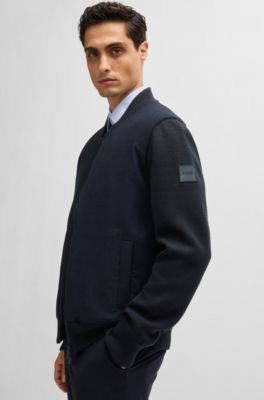 BOSS - Regular-fit zip-up jacket with padded front panel - Dark Blue