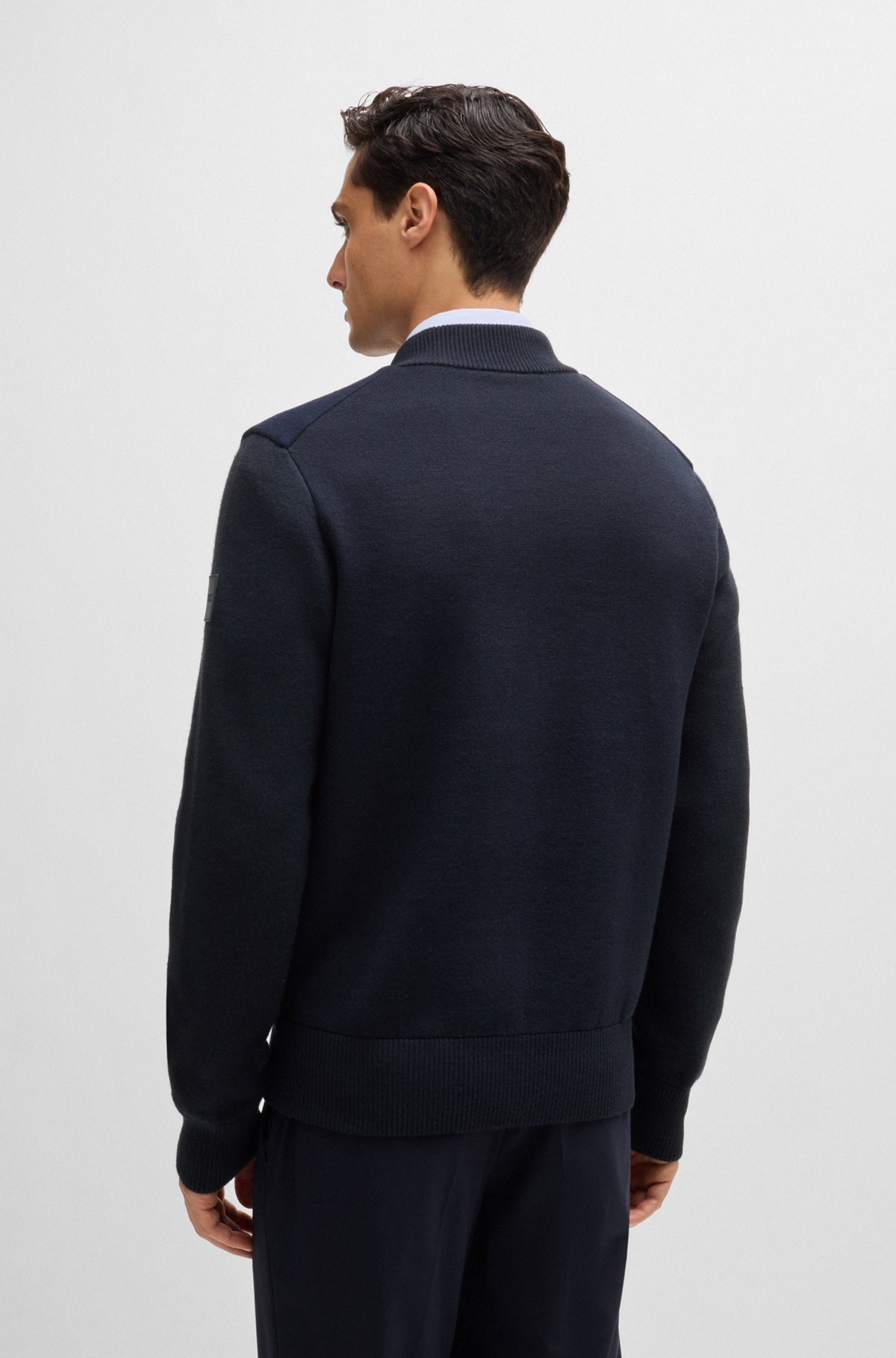 BOSS - Regular-fit zip-up jacket with padded front panel BOSS - Regular-fit zip-up jacket with padded front panel