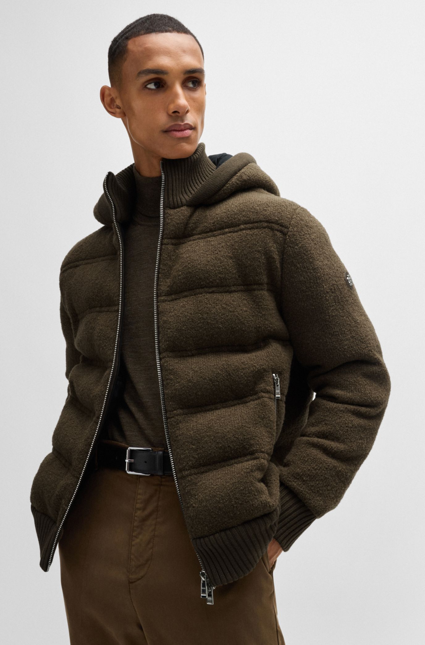 BOSS - Relaxed-fit wool jacket with Double B monogram BOSS - Relaxed-fit wool jacket with Double B monogram