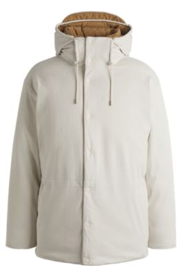 Regular-fit down jacket in thick corduroy, White