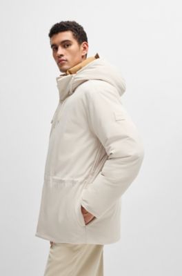 Regular-fit down jacket in thick corduroy, White