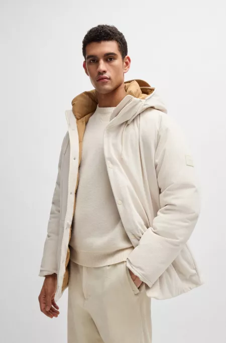 Regular-fit down jacket in thick corduroy