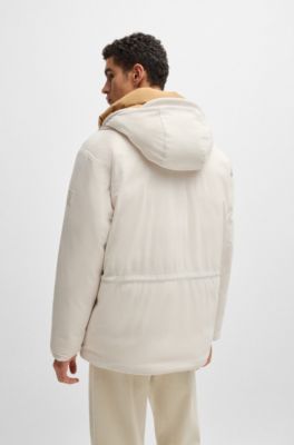Regular-fit down jacket in thick corduroy, White