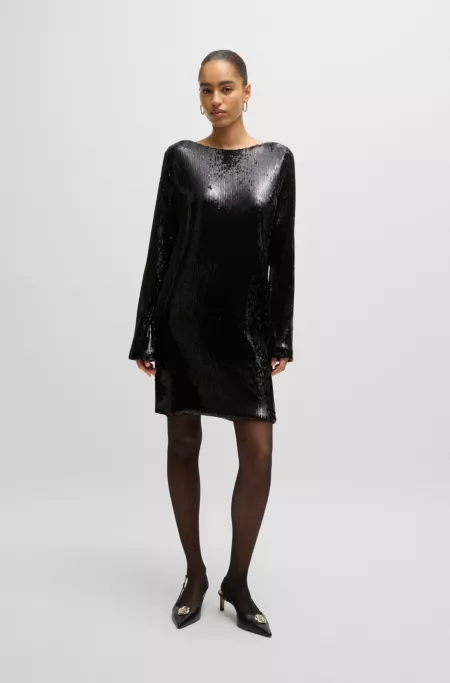 Long-sleeved sequinned dress