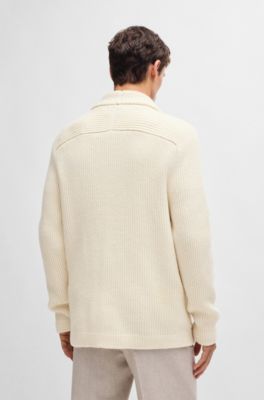 Regular-fit cardigan in wool, cashmere and silk, White