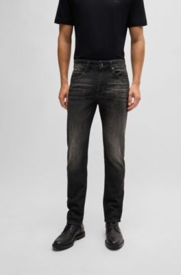 Delaware Slim-fit jeans in black stretch denim, Dark Grey
