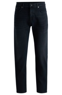 Hugo Boss Regular-fit Jeans In Blue-black Super-soft Denim In Black