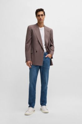 Regular-fit jeans in blue mechanical-stretch denim, Turquoise