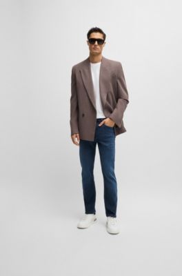 Slim-fit jeans in blue knitted stretch denim, Dark Blue