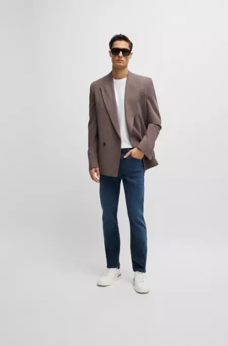 Slim-fit jeans in blue knitted stretch denim