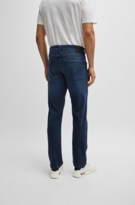 Slim-fit jeans in blue knitted stretch denim, Dark Blue