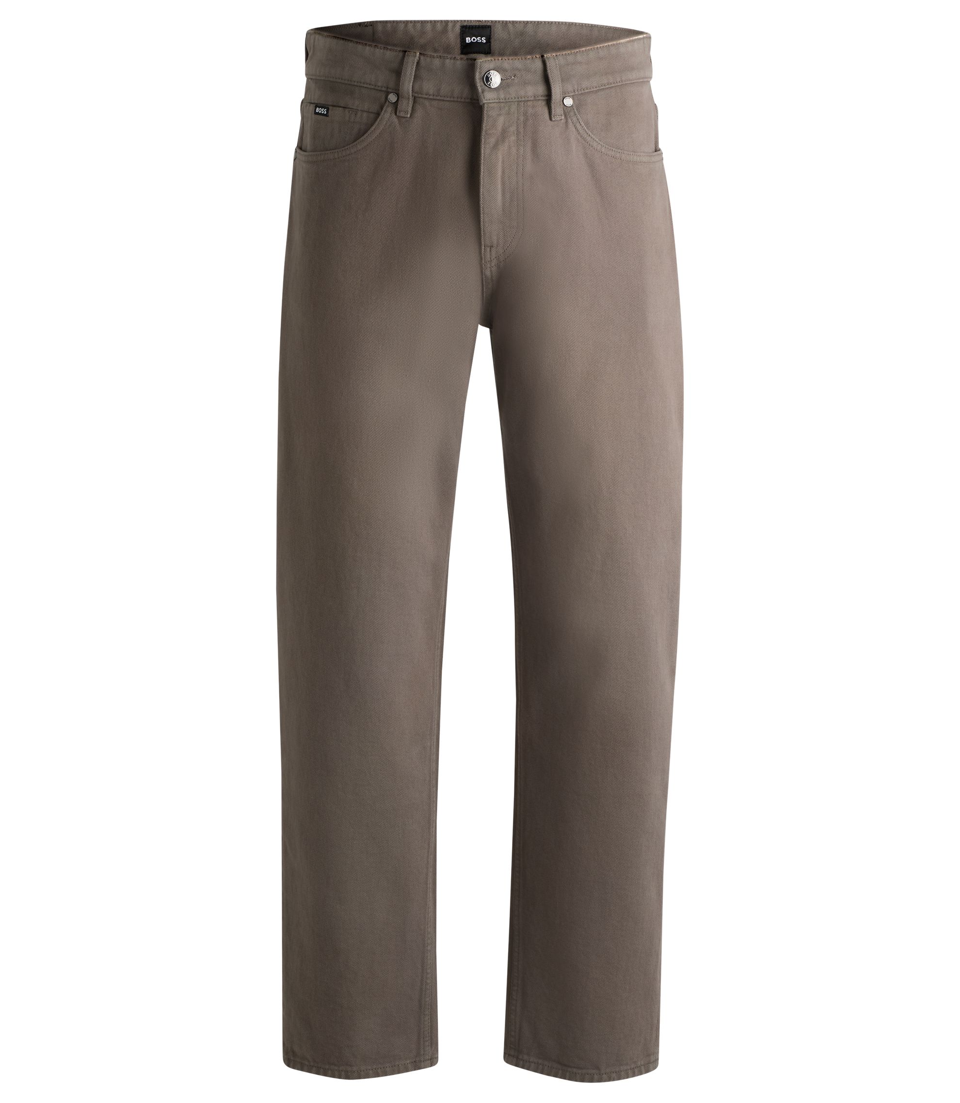 BOSS - Baggy-fit jeans in beige Italian denim - Khaki