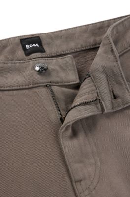 Baggy-fit jeans in beige Italian denim, Khaki