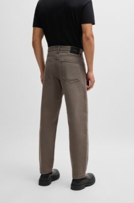 BOSS - Baggy-fit jeans in beige Italian denim - Khaki