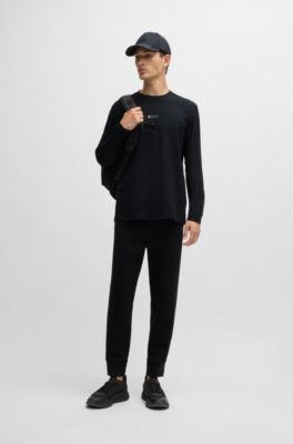 Cotton-jersey T-shirt with mirror-effect logo, Black