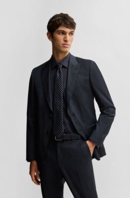 Regular-fit shirt in easy-iron stretch-cotton poplin, Dark Blue