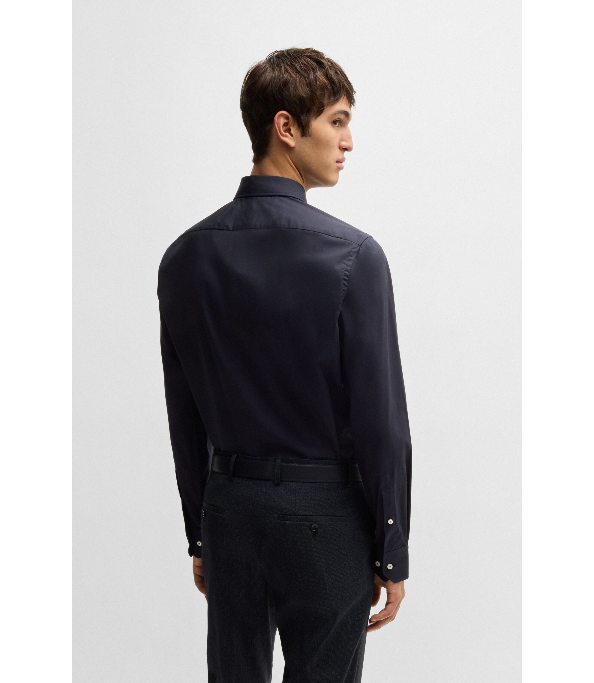 トップス boss BOSS - Cotton-ripstop regular-fit T-shirt with plain trims