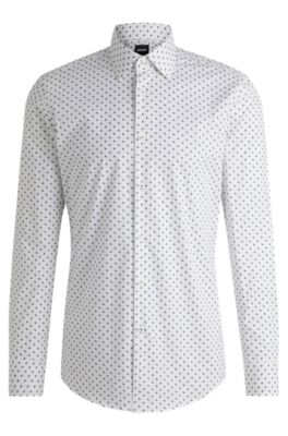 HUGO BOSS SLIM-FIT SHIRT IN PRINTED STRETCH-COTTON POPLIN