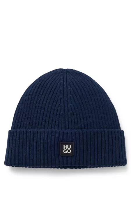 Stacked-logo beanie hat in virgin wool