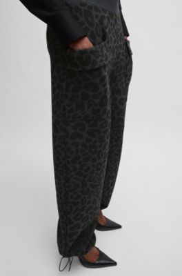 NAOMI x BOSS animal-print tracksuit bottoms with energear&trade;, Black