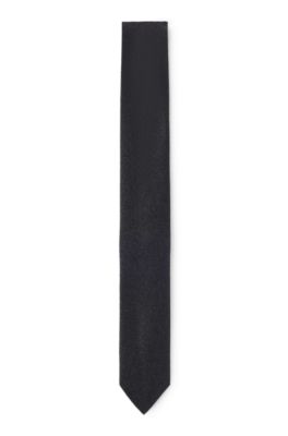 Hugo Boss Silk-blend Tie With Metalized Fibers In Black