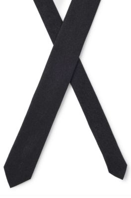Silk-blend tie with metalized fibers, Black