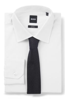 Silk-blend tie with metalized fibers, Black
