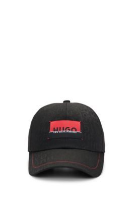 HUGO x Les Benjamins jacquard-pattern cap with co-branded label, Black