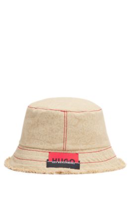 HUGO x Les Benjamins bucket hat with co-branded label, Brown