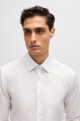 Slim-fit shirt in easy-iron cotton poplin, White