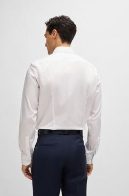 Slim-fit shirt in easy-iron cotton poplin, White