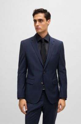 Camisa slim fit en popel&iacute;n de algod&oacute;n de planchado f&aacute;cil, Azul oscuro