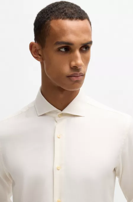 Regular-fit shirt in cotton-cashmere twill