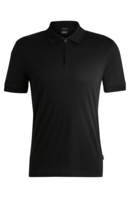 Hugo Boss Regular-fit Polo Shirt In Mercerized Italian Cotton In Black