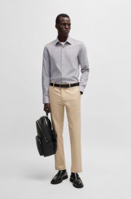 Camisa slim fit de algod&oacute;n el&aacute;stico estructurado, Cal