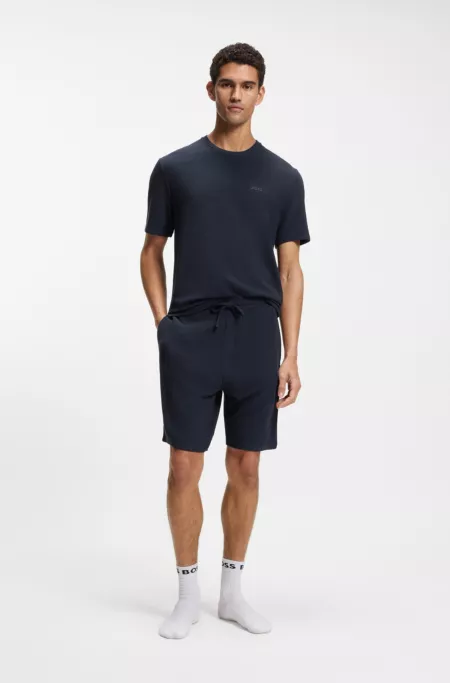 Pajama shorts in ottoman fabric with embroidered logo