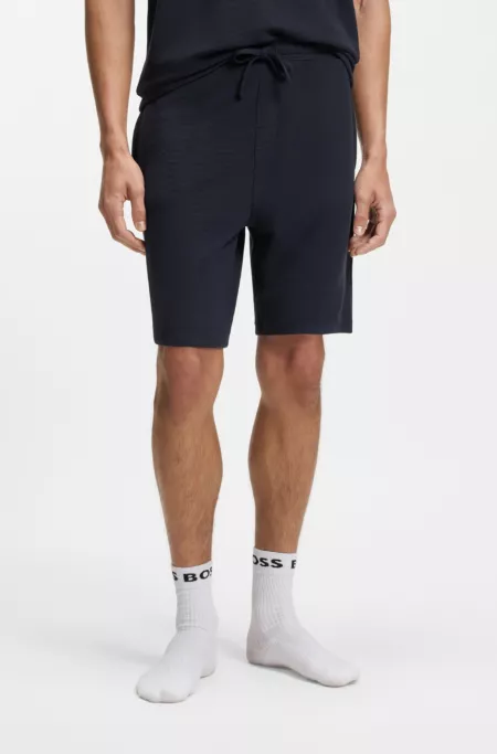 Pajama shorts in ottoman fabric with embroidered logo