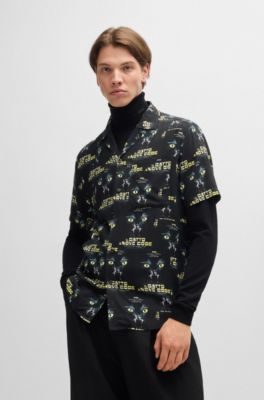 Relaxed-fit shirt with 70s film graphics, Black