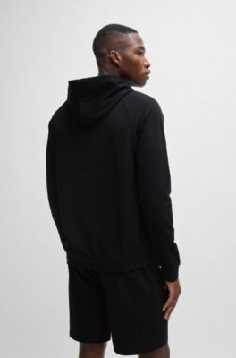 Cotton-terry regular-fit hoodie with foil-print logo, Black