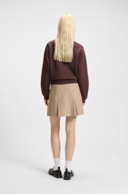 Cotton-terry sweatshirt with stacked-logo embroidery, Dark Brown