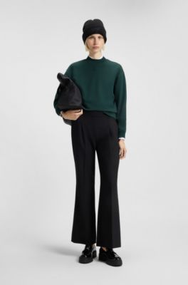 Sudadera de felpa de algod&oacute;n con bordado de logo apilado, Verde oscuro