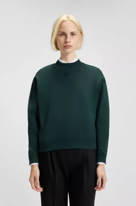 Cotton-terry sweatshirt with stacked-logo embroidery