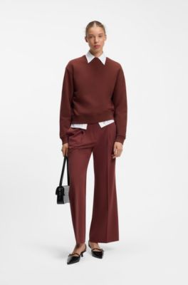 Cotton-terry sweatshirt with stacked-logo embroidery, Brown