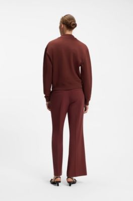 Cotton-terry sweatshirt with stacked-logo embroidery, Brown