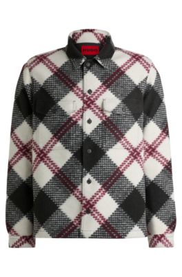 HUGO Oversize fit shirt in checked fabric with fluffy surface Patterned