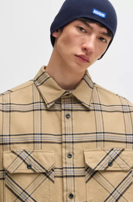 Oversize-fit shirt in checked cotton twill