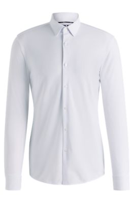 Hugo Boss Regular-fit Shirt In Cotton And Cashmere In White